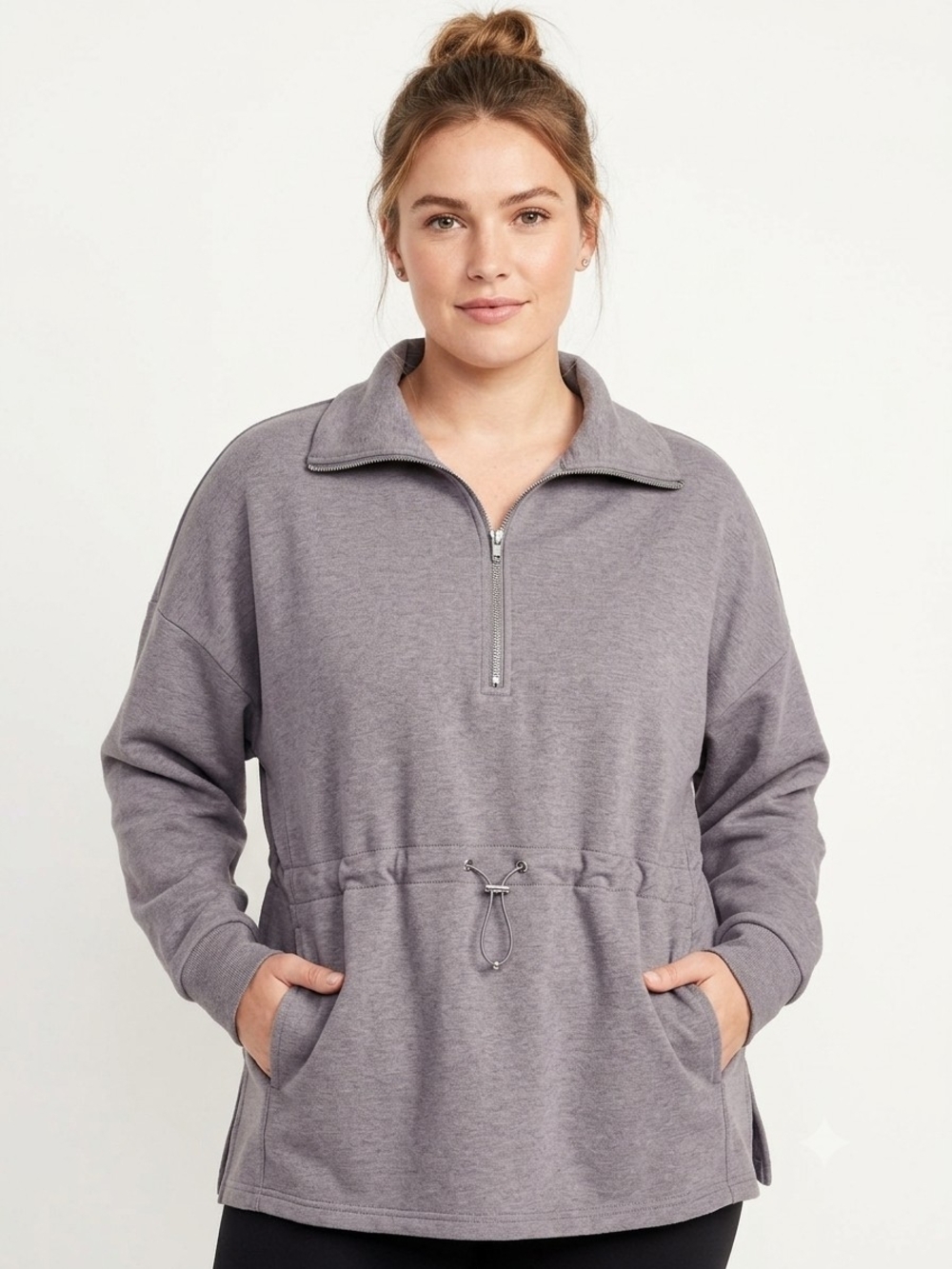 Dokotoo Quarter-Zip Drawstring Pullover Sweatshirt - Gray Size L NWT P2P 26.5